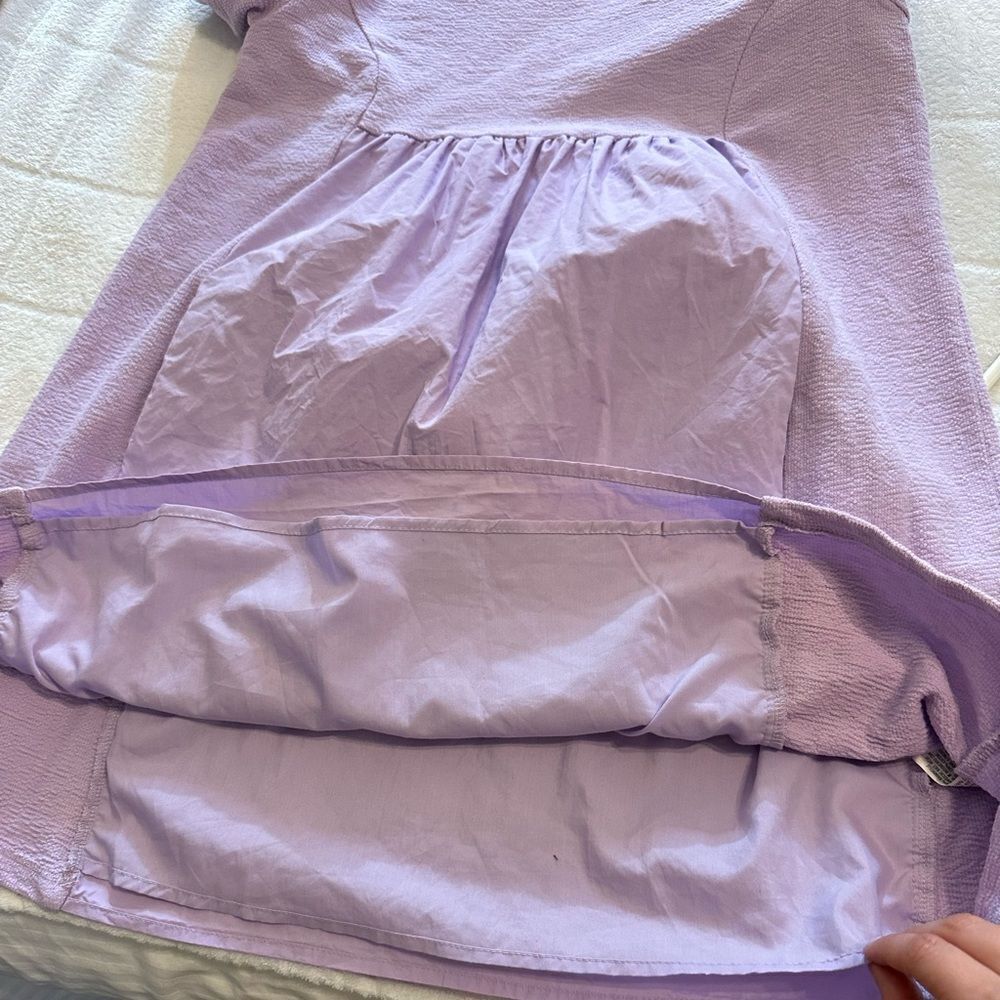 The Impeccable Pig MIXED MEDIA SHORT-SLEEVE MINI DRESS purple lilac Small - Picture 7 of 11